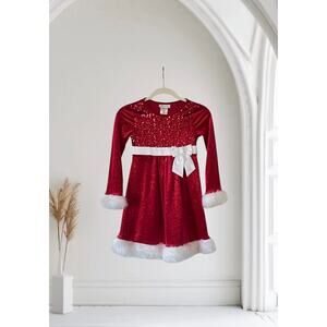 Girls Bonnie Jean Red Christmas Dress Size 8